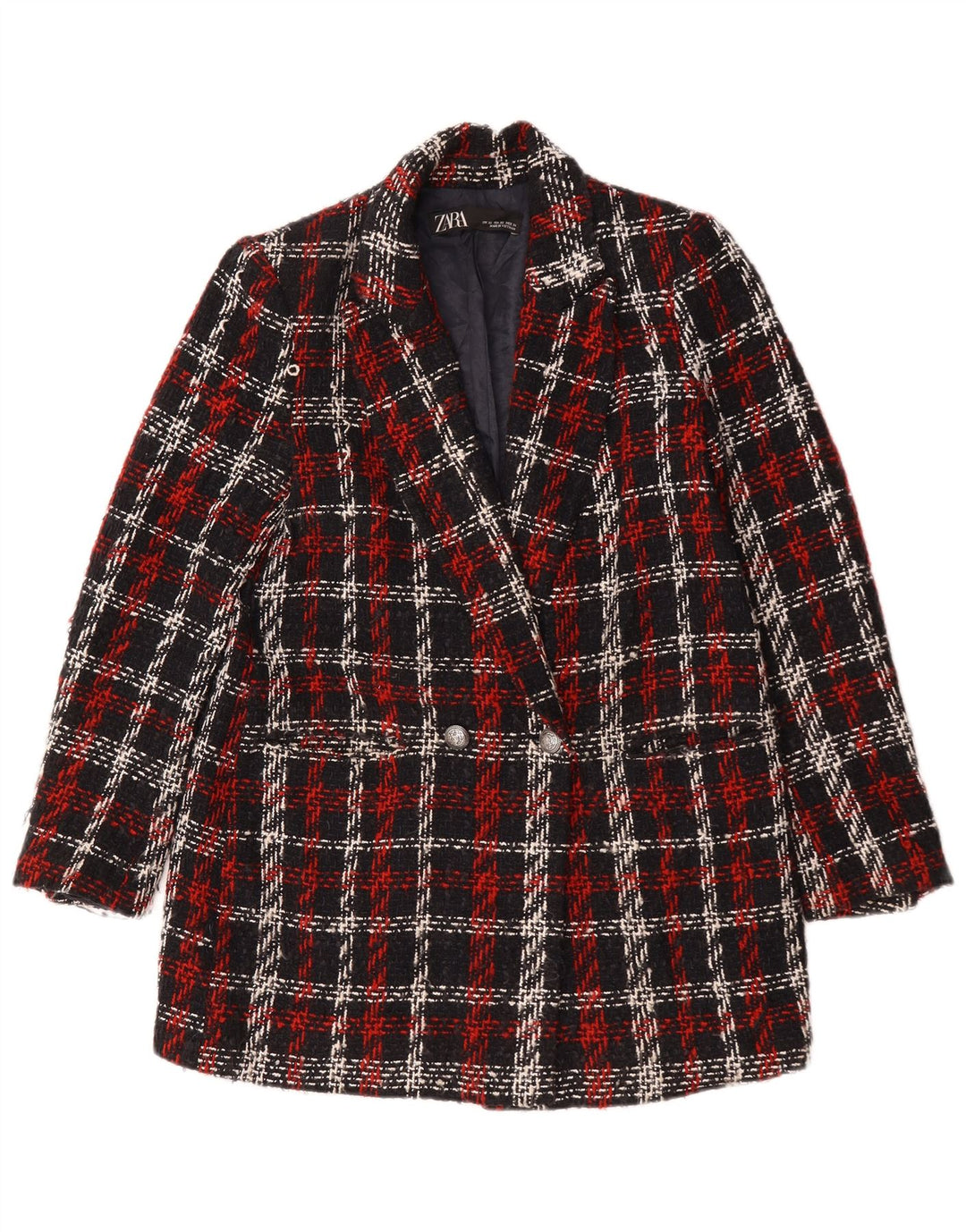 Jaqueta blazer feminina Zara com peito duplo e oversized Reino Unido 6 XS vermelho xadrez