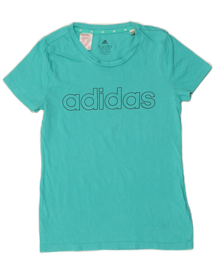 ADIDAS Boys Graphic T-Shirt Top 13-14 Years Turquoise Cotton Vintage Adidas and Second-Hand Adidas from Messina Hembry 