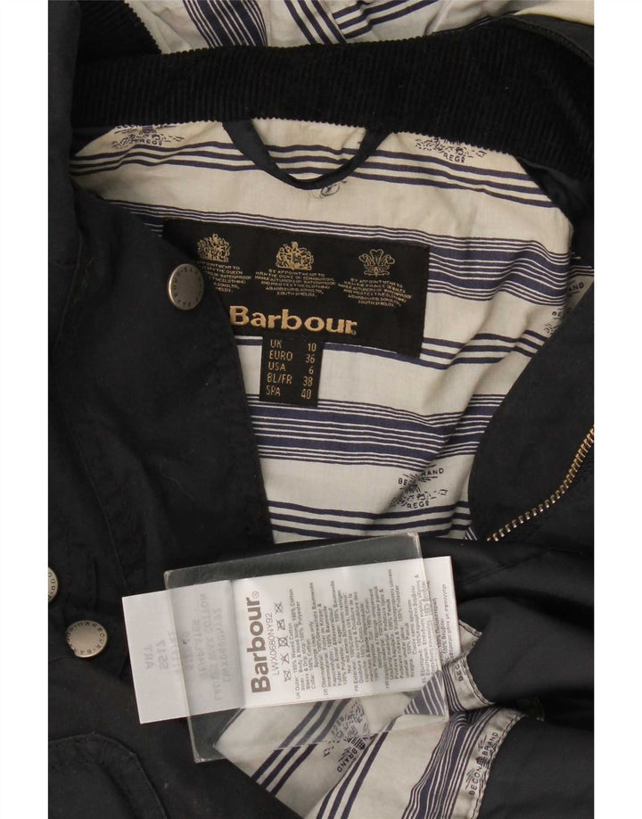 Jaqueta Parka feminina com capuz grande Barbour Reino Unido 10 algodão preto pequeno