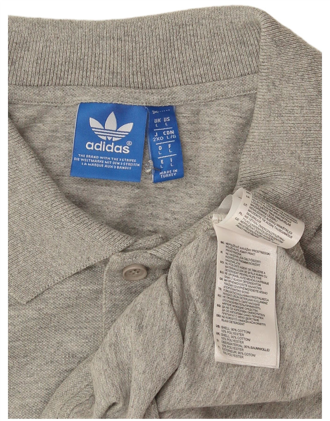 Camisa polo masculina Adidas grande algodão cinza