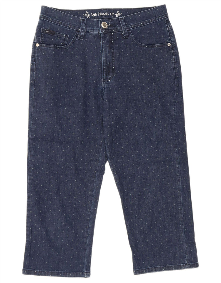 LEE Calça jeans feminina Classic Fit Capri US 6 Médio W28 L19 Azul marinho manchado
