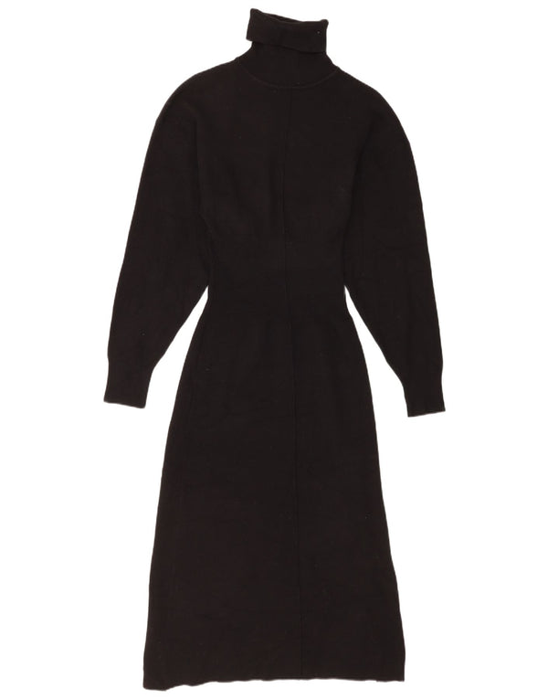 Zara vestido feminino de manga comprida, Reino Unido 8, pequeno, preto, viscose
