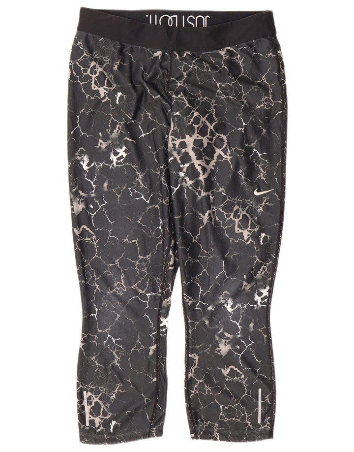 Leggings capri femininas NIKE Dri Fit Abstract Pattern UK 16 cinza grande