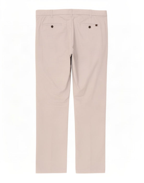 Calça chino reta masculina Marks & Spencer W42 L35 algodão cinza