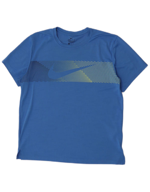 Camiseta Nike masculina de manga curta padrão ajuste gráfico top grande azul