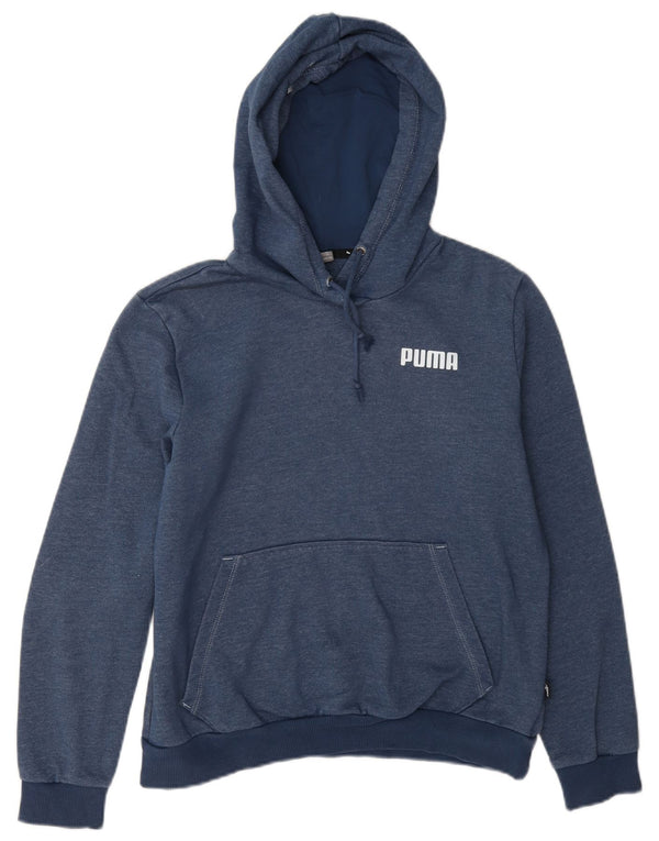 Puma feminino moletom com capuz UK 14 médio algodão azul marinho