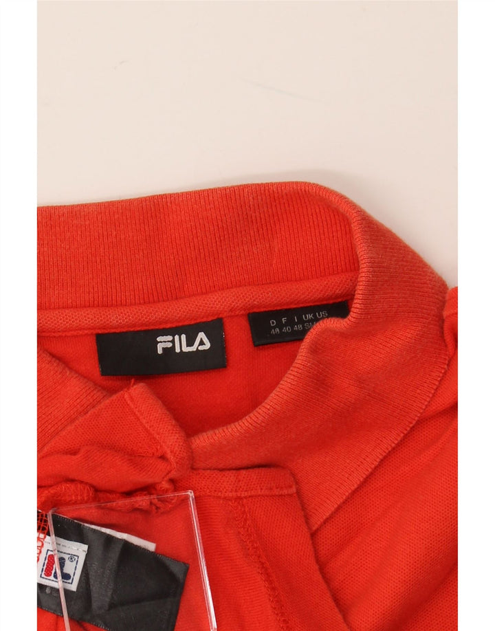 Camisa polo masculina FILA pequena laranja algodão