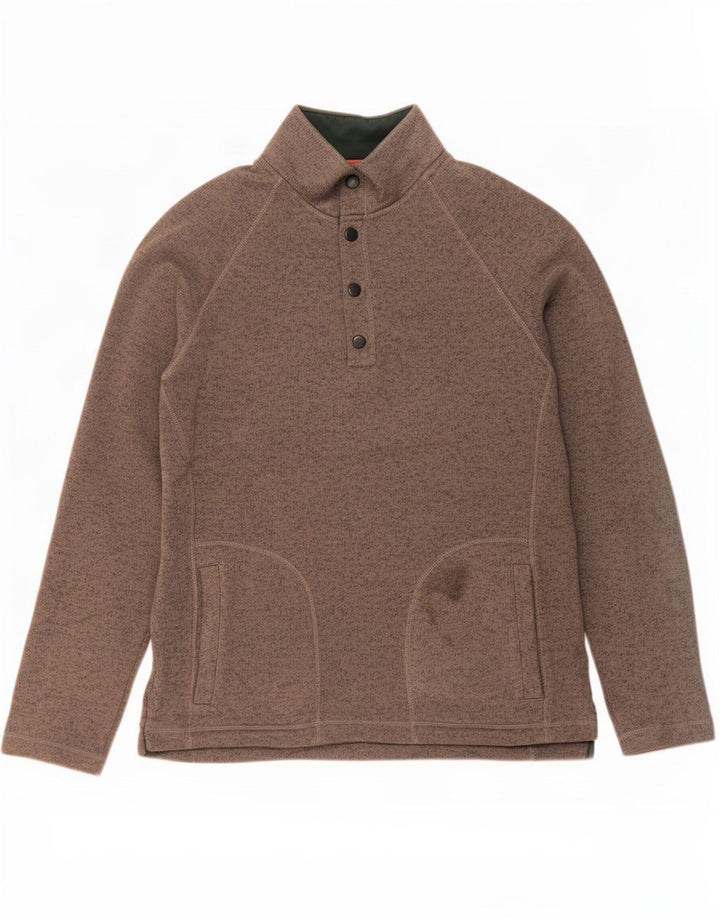 Suéter masculino John Lewis com gola com botão, grande poliéster manchado cinza
