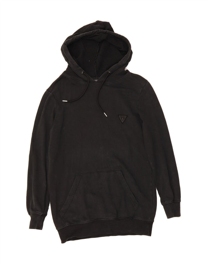 GUESS Womens Oversized Hoodie Jumper UK 6 XS Black Cotton Vintage Guess and Second-Hand Guess from Messina Hembry 