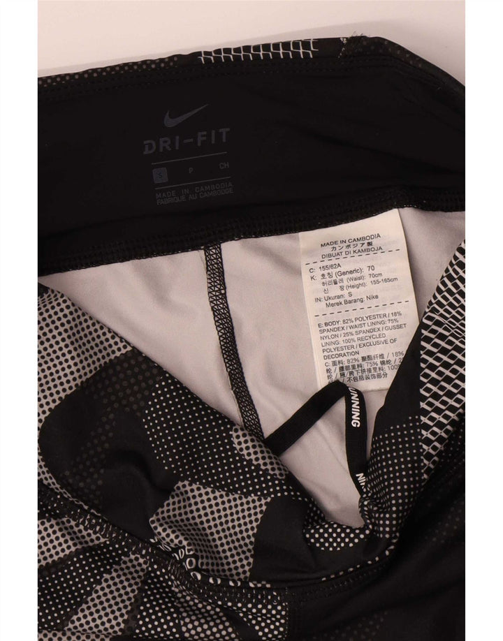 Nike Womens Graphic Capri Leggings UK 8 Pequeno Preto Floral Poliéster