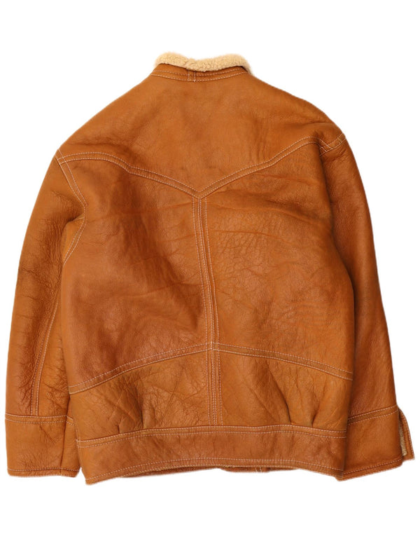 Jaqueta masculina vintage Shearling UK 42 XL marrom shearling