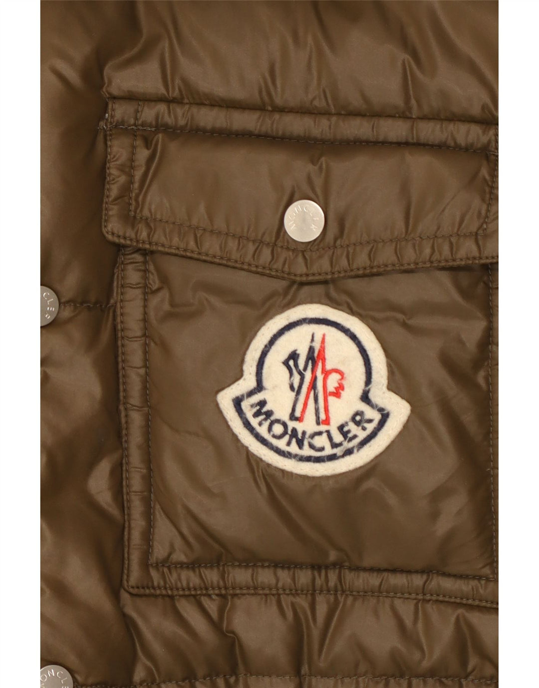 Moncler Jaqueta masculina acolchoada com capuz gráfico tamanho 5 2XL poliamida cáqui