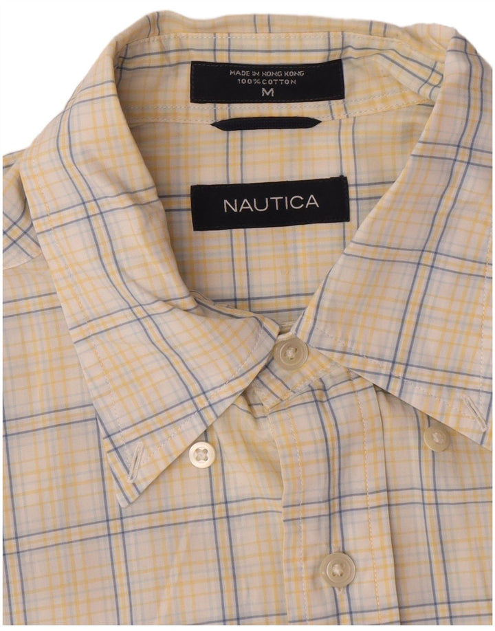 Camisa masculina Nautica de algodão xadrez amarelo médio