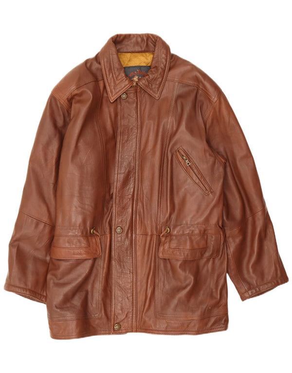 Jaqueta de couro masculina Lavorazione Artigiana UK 44 2XL couro marrom