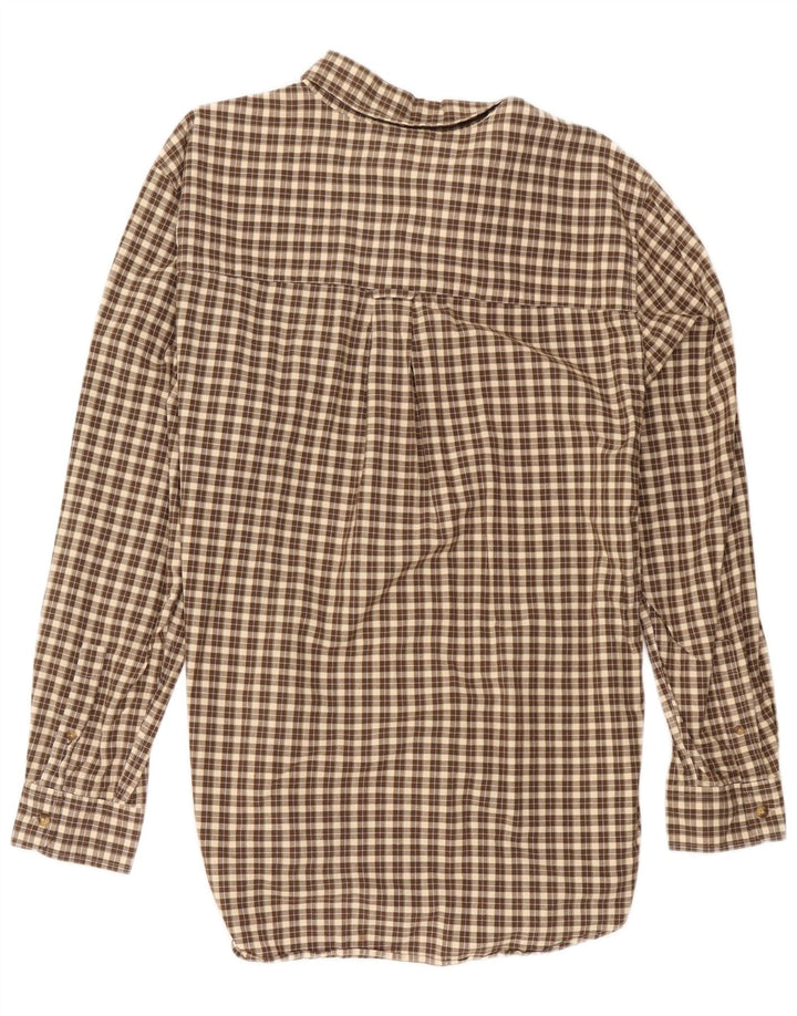 Camisa masculina Chaps grande algodão xadrez marrom