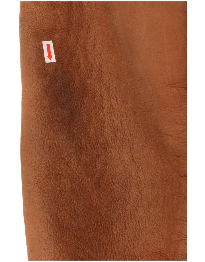 Jaqueta masculina vintage Shearling UK 38 couro marrom médio clássico