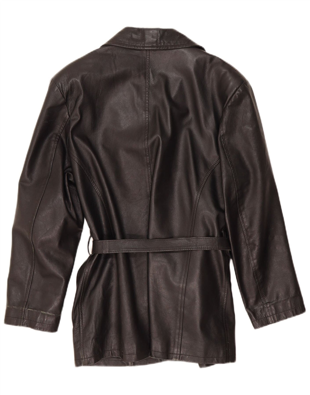 Jaqueta de couro feminina vintage Reino Unido 14 couro preto médio