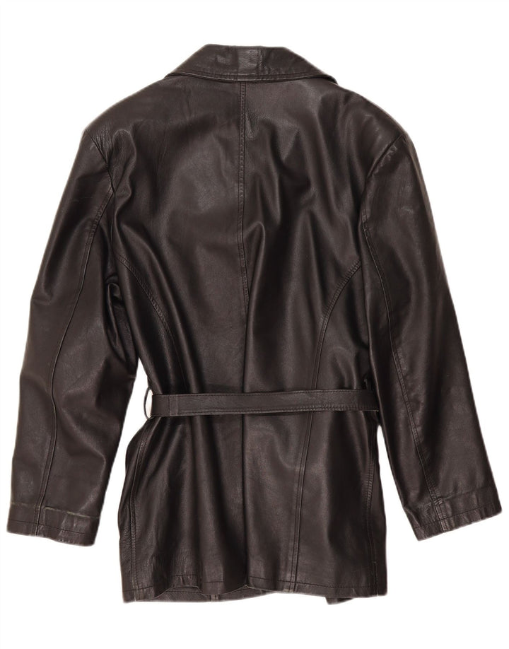 Jaqueta de couro feminina vintage Reino Unido 14 couro preto médio