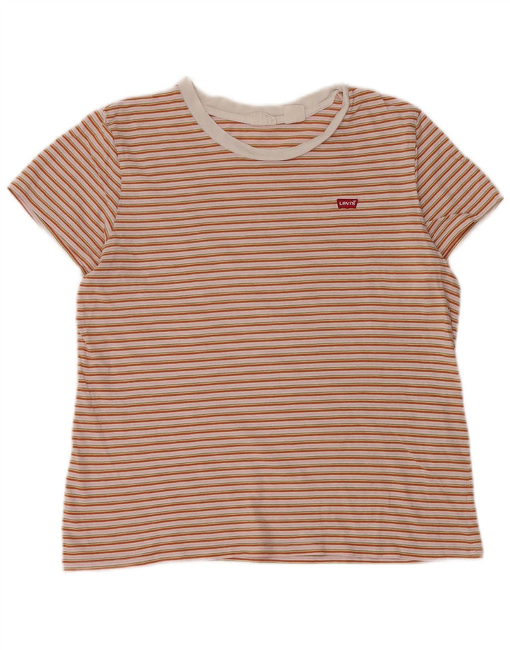 Camiseta feminina LEVI'S UK 14 média listrada multicolorida de algodão