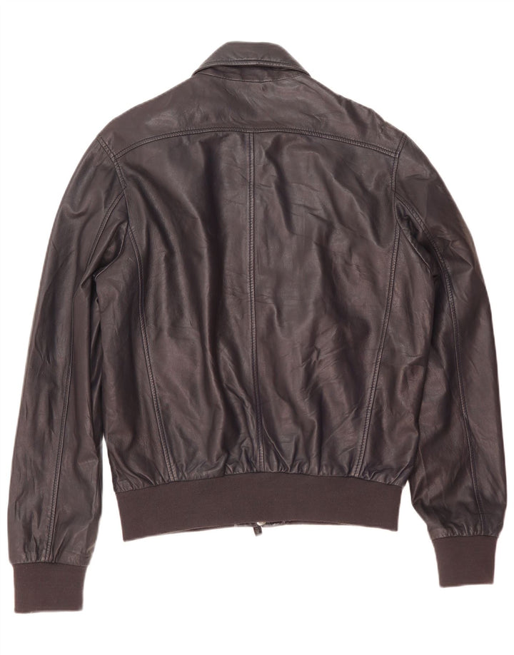 Jaqueta masculina de couro bomber Pollini IT 50 grande couro azul marinho