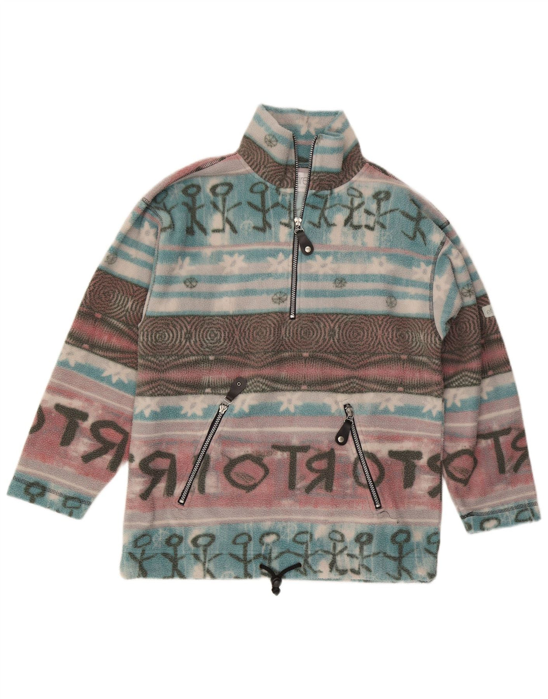 Etirel Suéter masculino de lã com gola e zíper gráfico pequeno multicolorido Fair Isle