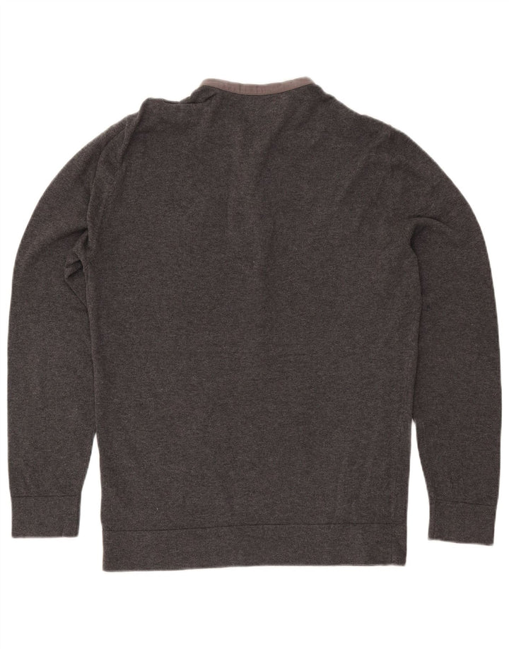 Suéter masculino GUESS com gola redonda, grande algodão cinza