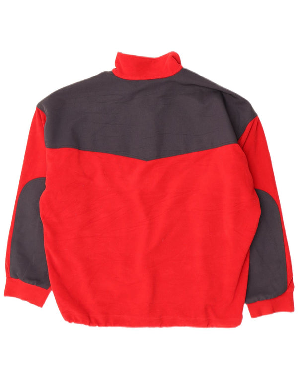 Think Pink Mens Suéter de lã com zíper e gola grande em poliéster vermelho colorblock