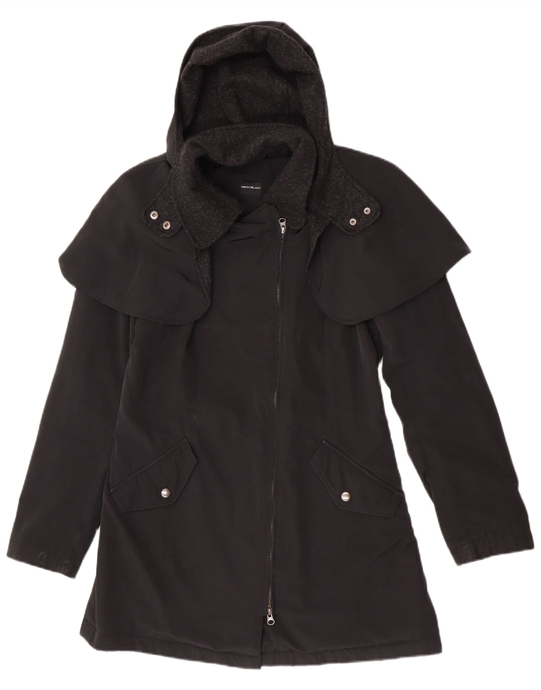 Casaco Capelet Feminino Penny Black com Capuz UK 10 Pequeno Preto