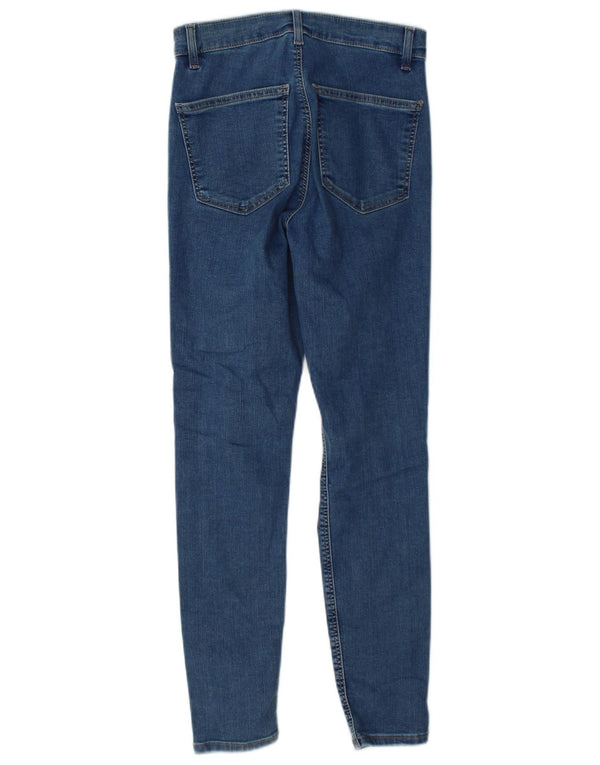 Topshop feminino Joni desgastado jeans skinny W28 L27 algodão azul