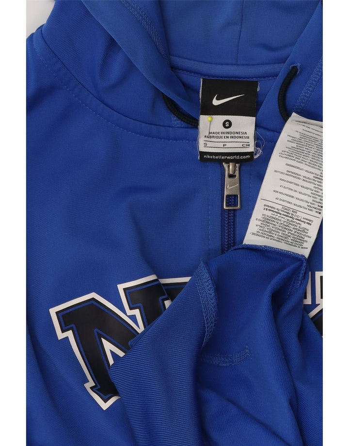 Suéter Nike masculino com capuz e zíper gráfico pequeno azul poliéster