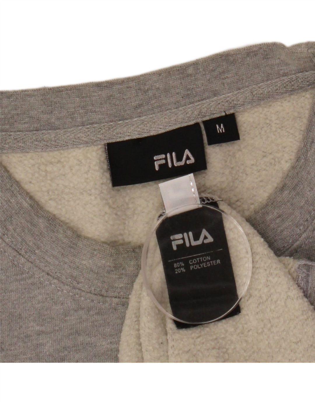FILA feminino gráfico oversized moletom jumper UK 14 cinza médio manchado
