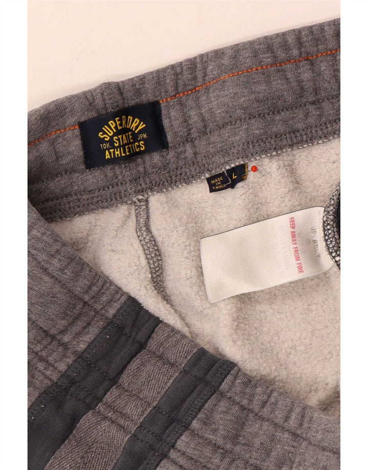Calça de treino masculina Superdry grande cinza colorblock algodão