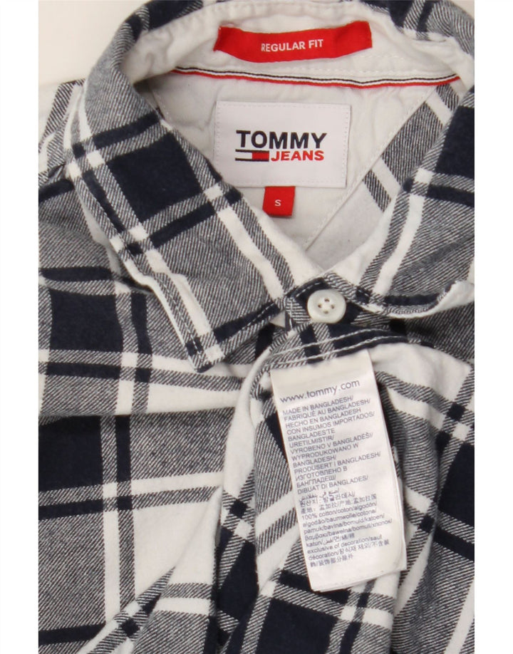 TOMMY HILFIGER Camisa masculina de flanela de ajuste regular pequena algodão xadrez azul marinho