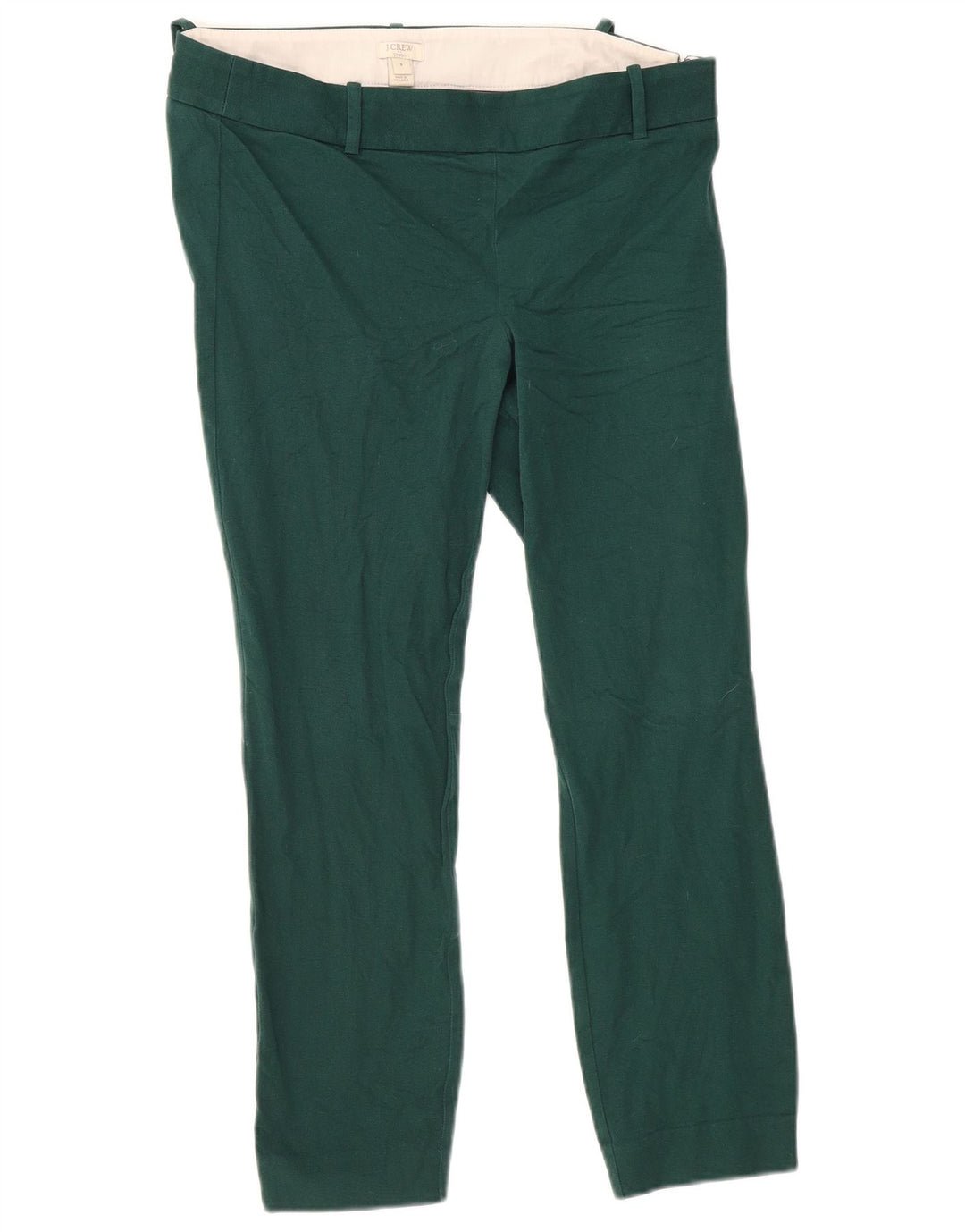 J. CREW Calça feminina reta cortada EUA 8 médio W32 L26 algodão verde