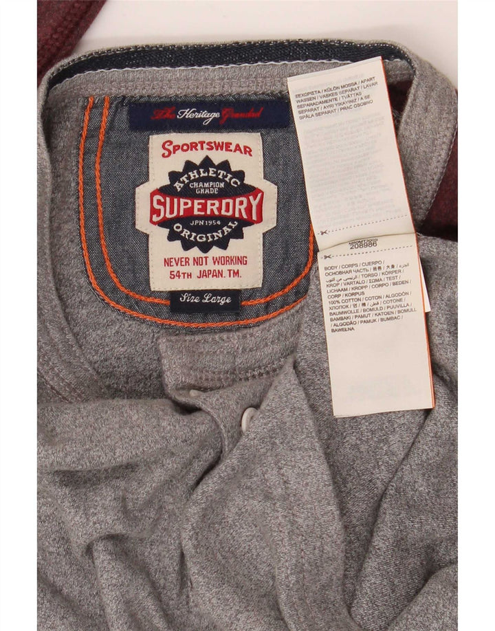 Top masculino Superdry manga comprida grande algodão colorido cinza