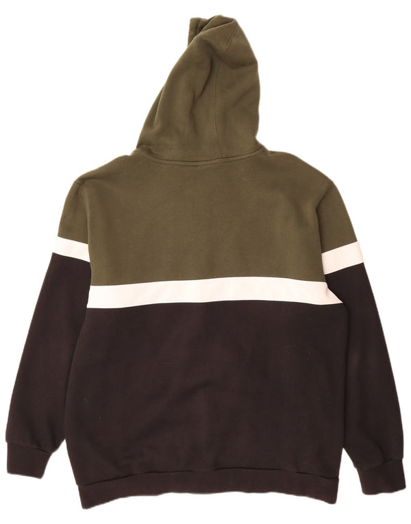 Adidas masculino zip moletom com capuz XL verde colorblock algodão