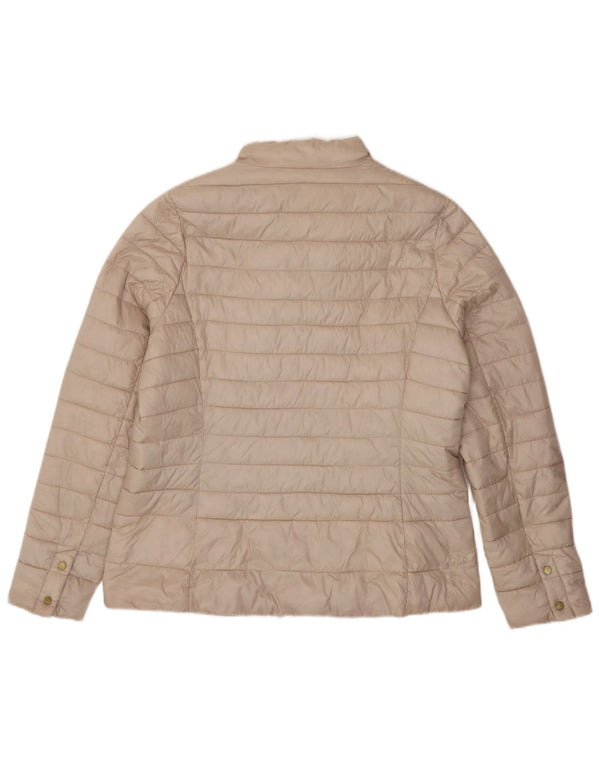 Jaqueta acolchoada feminina Barbour UK 16 grande poliéster bege