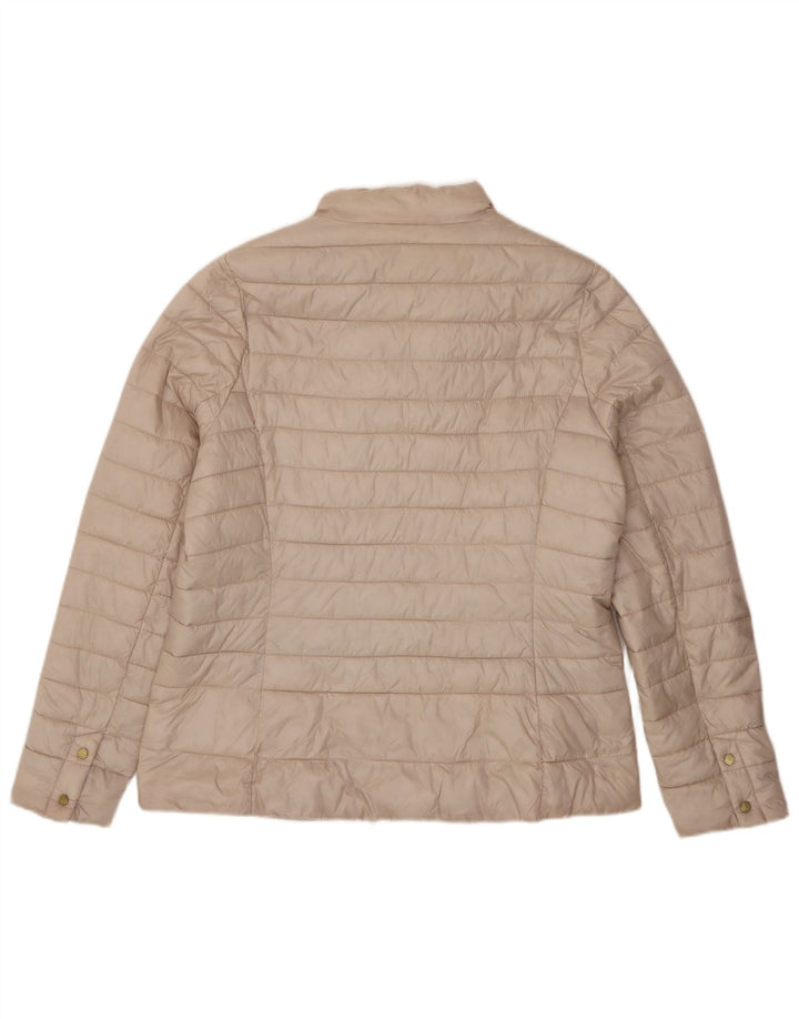 Jaqueta acolchoada feminina Barbour UK 16 grande poliéster bege