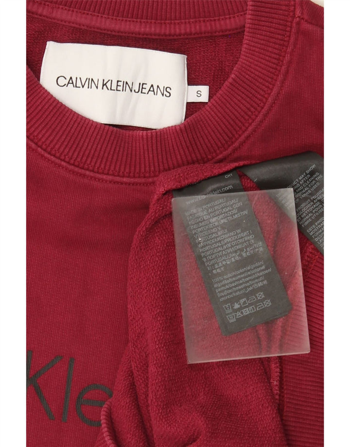 Calvin Klein Jeans Masculino moletom gráfico jumper pequeno algodão vermelho
