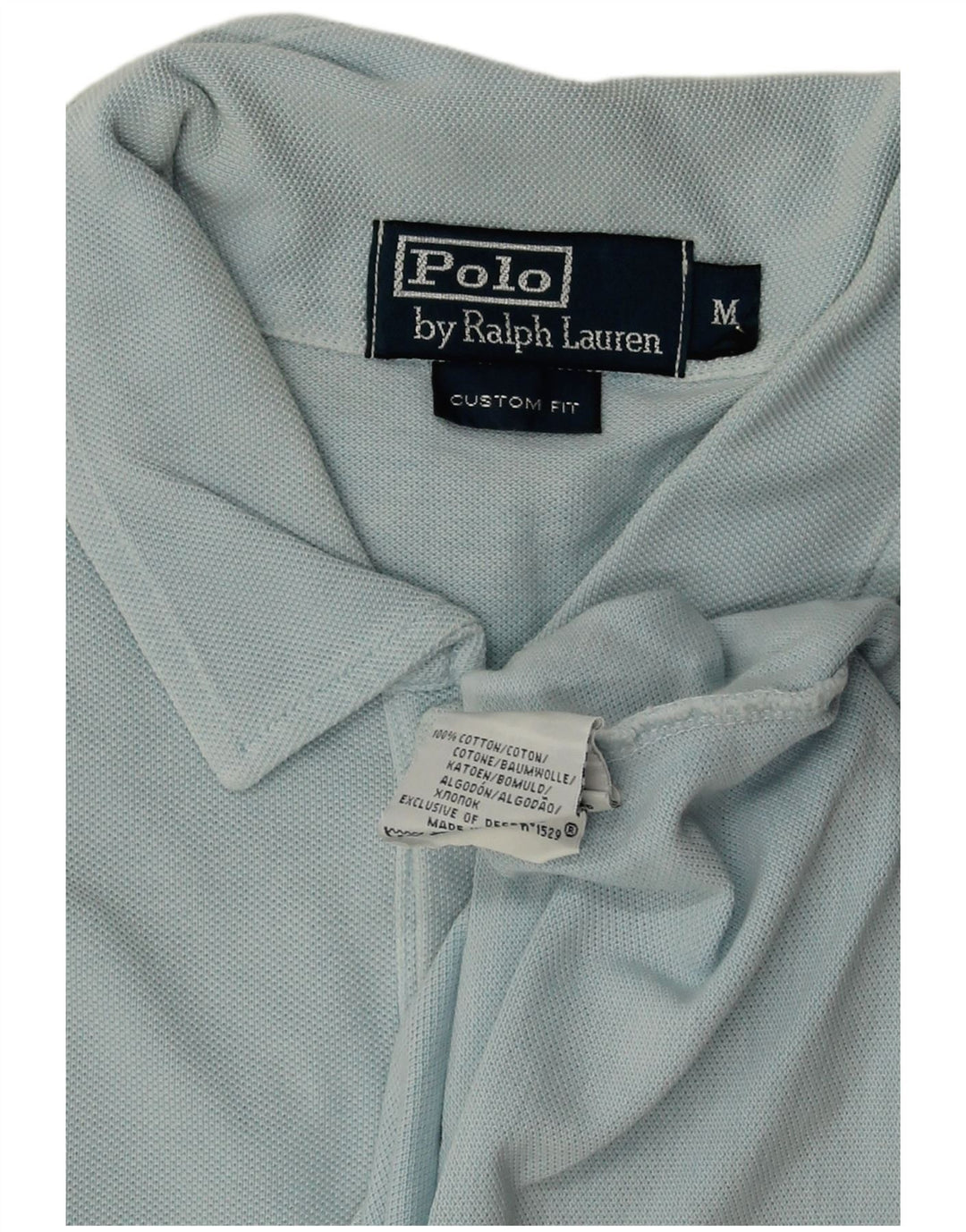 POLO RALPH LAUREN Camisa polo masculina de ajuste personalizado de algodão azul médio