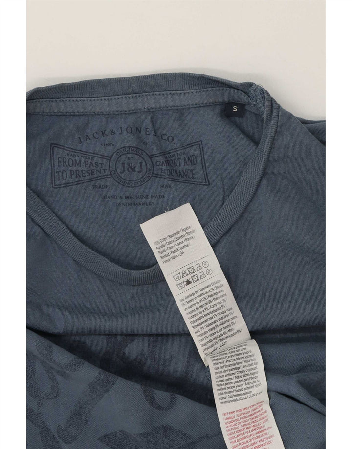 Camiseta gráfica masculina Jack & Jones Top pequeno algodão azul