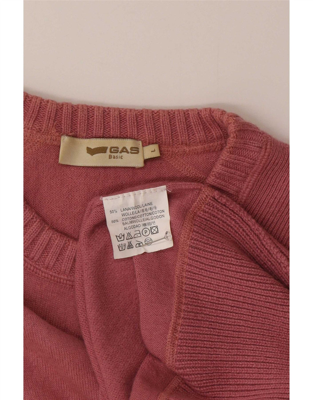 Suéter masculino Gas com gola redonda, grande lã rosa