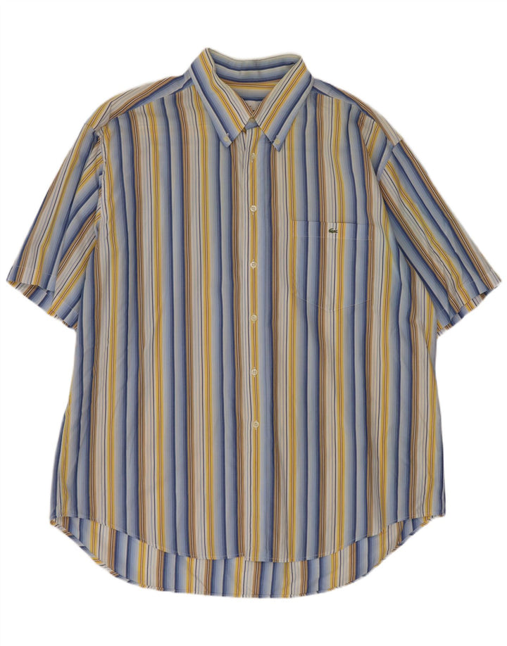 Lacoste Camisa masculina de manga curta tamanho 46 2XL listrado multicolorido