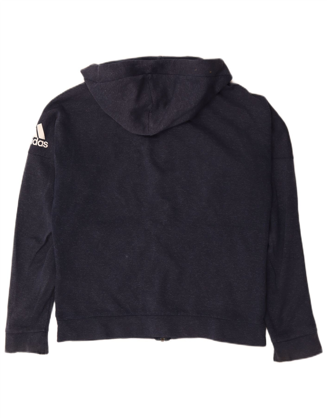 Adidas masculino zip moletom com capuz médio algodão azul marinho