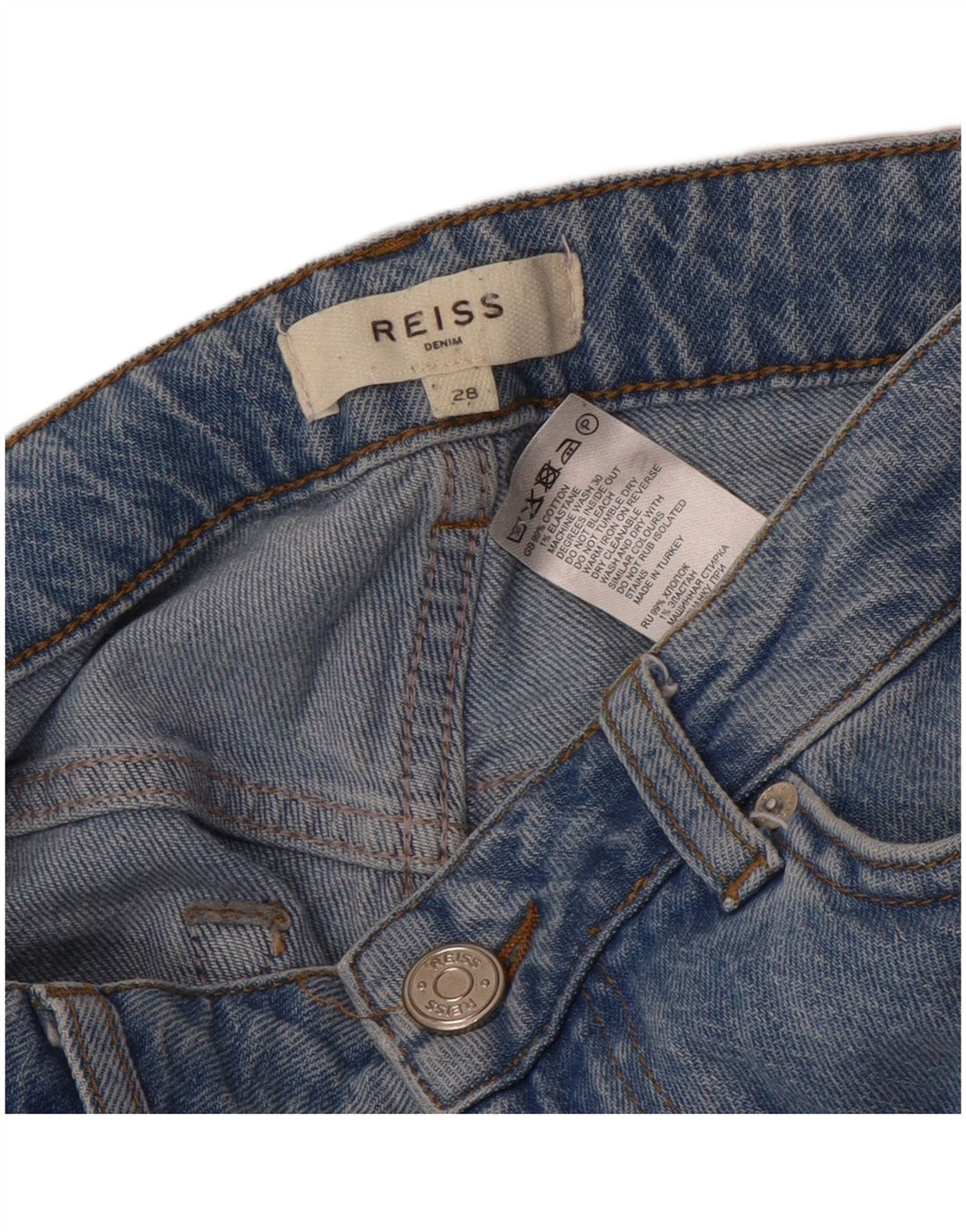 Jeans cônicos femininos Reiss W28 L27 azul