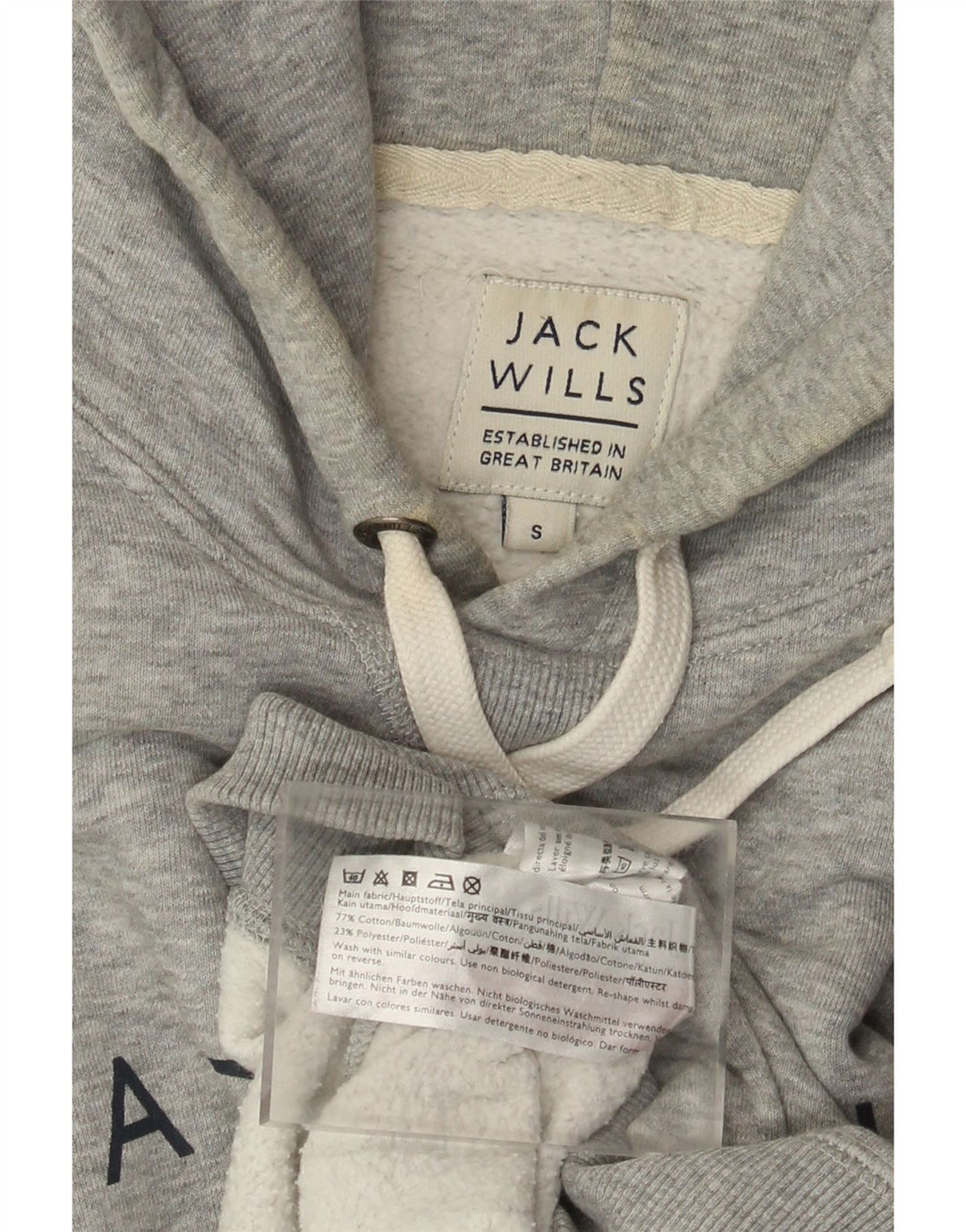 Jack Wills moletom com capuz masculino gráfico pequeno algodão cinza