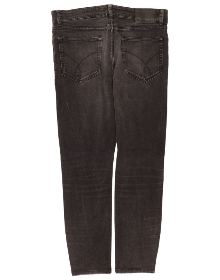 Calvin Klein Mens Jeans Slim W34 L28 Algodão Cinza