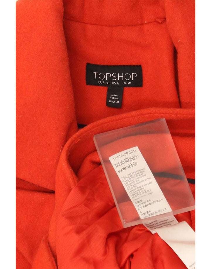 Casaco feminino Topshop com peito duplo Reino Unido 10 lã laranja pequena