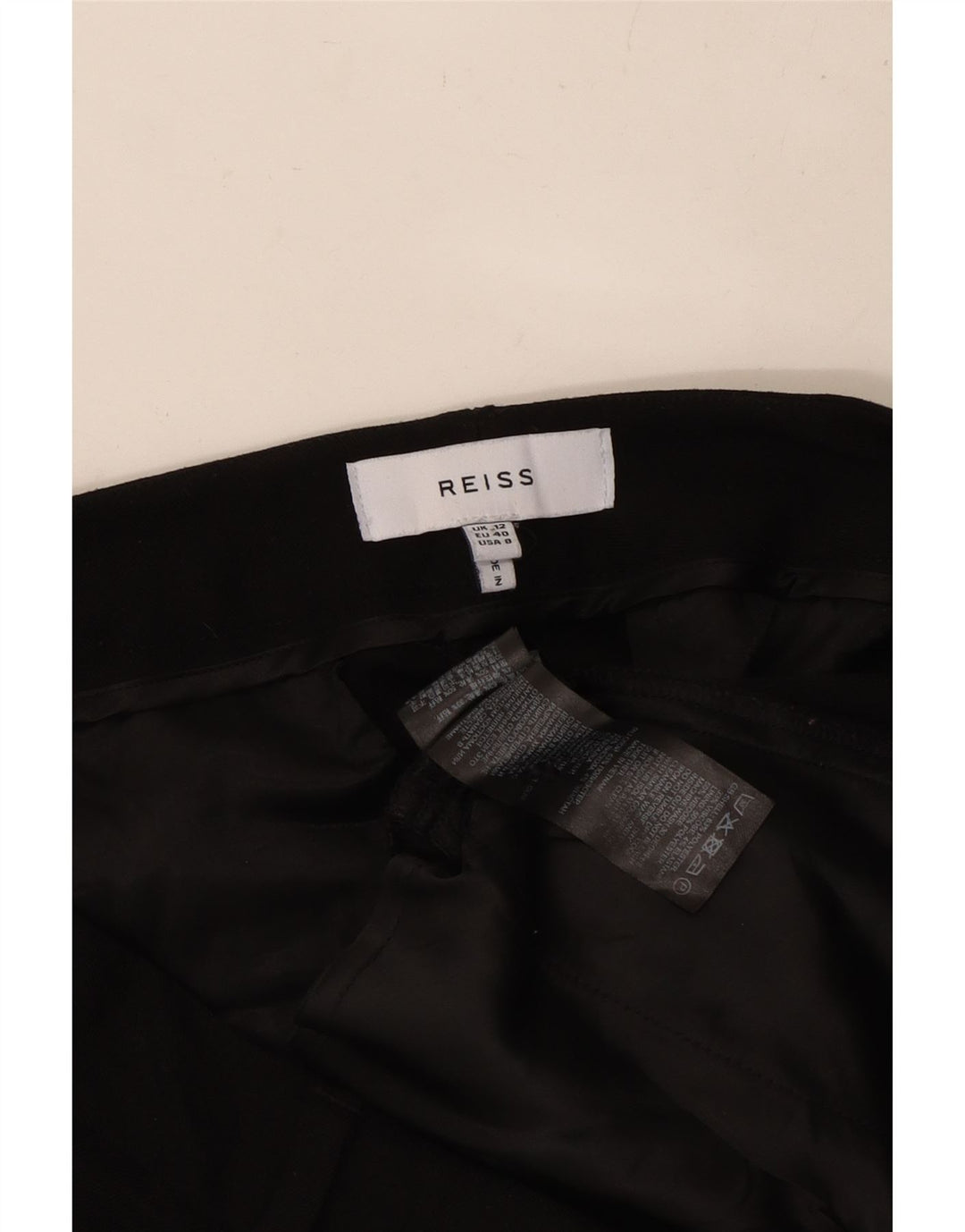 Calça Chino Feminina Slim REISS Reino Unido 12 Médio W32 L28 Poliéster Preto