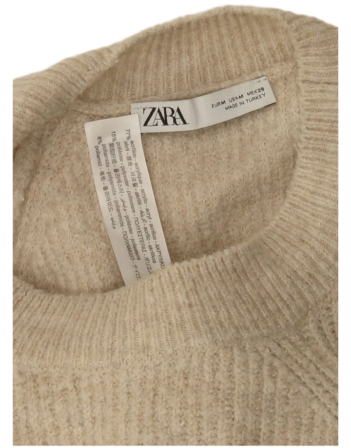 Zara suéter feminino oversized com gola redonda Reino Unido 14 acrílico bege médio